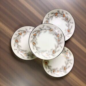 Sango Sierra Pines Salad/Soup Bowls 7.5 In Vintage Japan Set With Platinum Rim